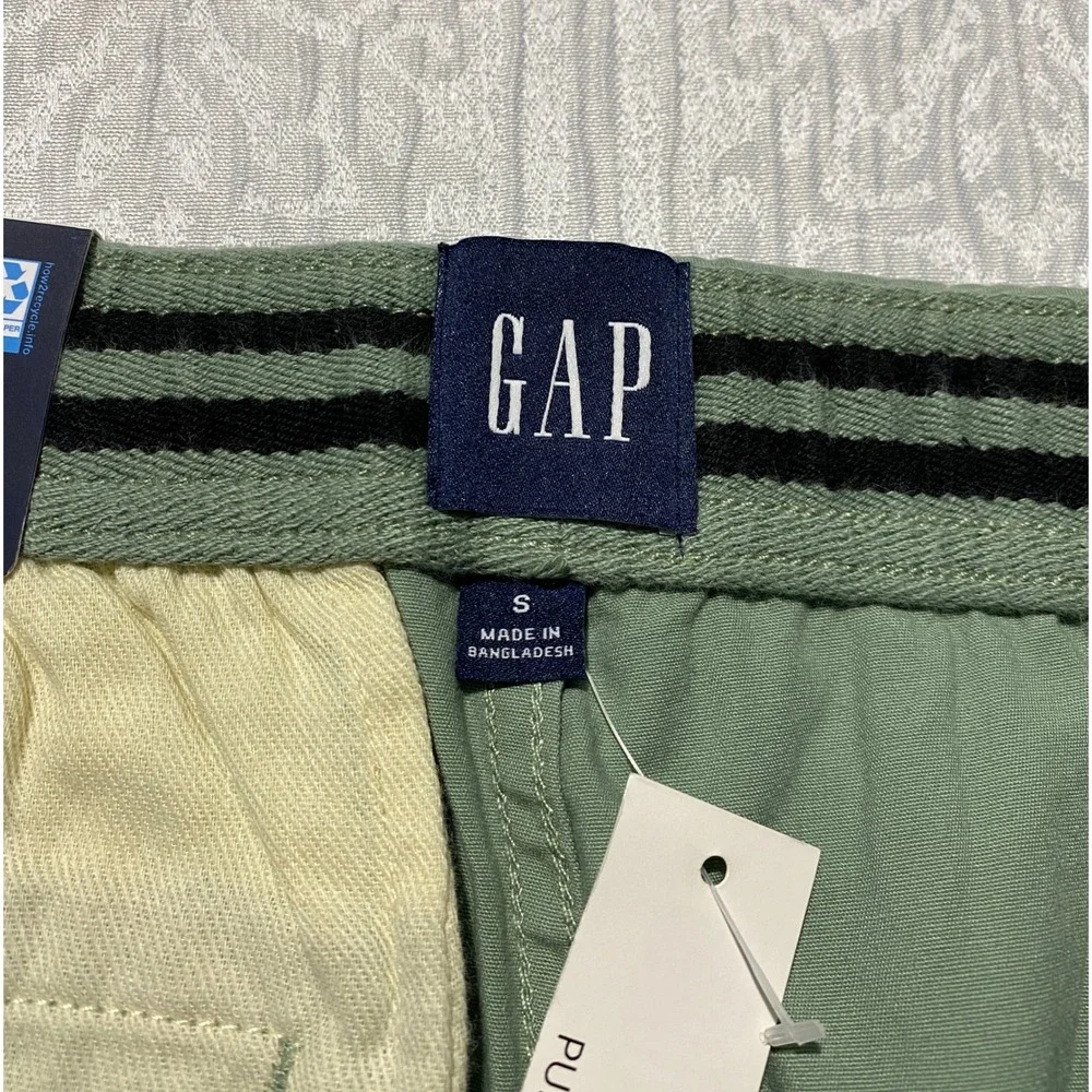 Gap Mens Pull On Short Sage Green Small Elastic Drawstring Chino Shorts New